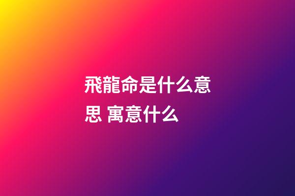 飛龍命是什么意思 寓意什么